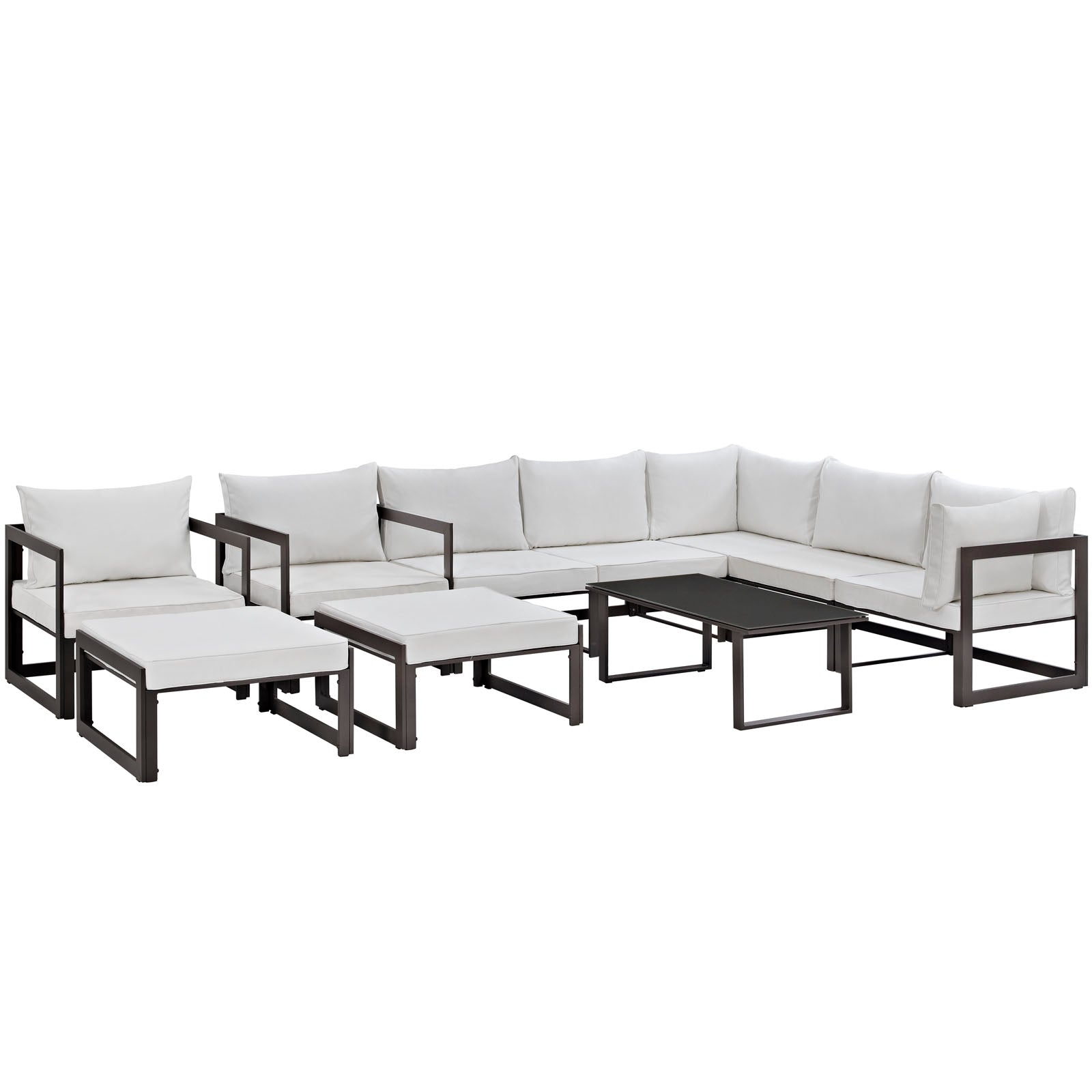 Modway Fortuna 10 Piece Outdoor Patio Sectional Sofa Set - EEI-1720 | Outdoor Sofas, Loveseats & Sectionals | Modishstore - 2