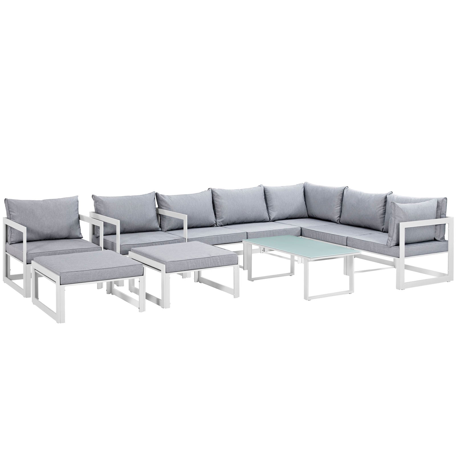Modway Fortuna 10 Piece Outdoor Patio Sectional Sofa Set | Outdoor Sofas, Loveseats & Sectionals | Modishstore-32