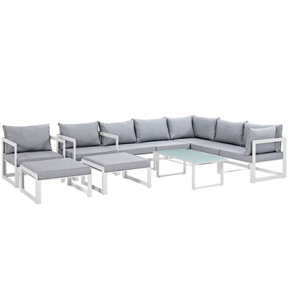 Modway Fortuna 10 Piece Outdoor Patio Sectional Sofa Set | Outdoor Sofas, Loveseats & Sectionals | Modishstore-32