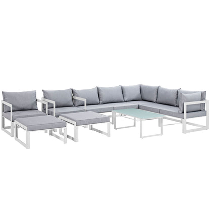 Modway Fortuna 10 Piece Outdoor Patio Sectional Sofa Set - EEI-1720 | Outdoor Sofas, Loveseats & Sectionals | Modishstore - 1