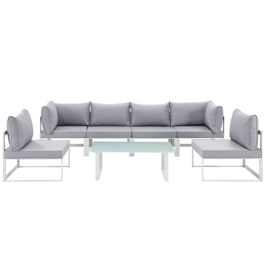 Modway Fortuna 7 Piece Outdoor Patio Sectional Sofa Set - EEI-1729 | Outdoor Sofas, Loveseats & Sectionals | Modishst