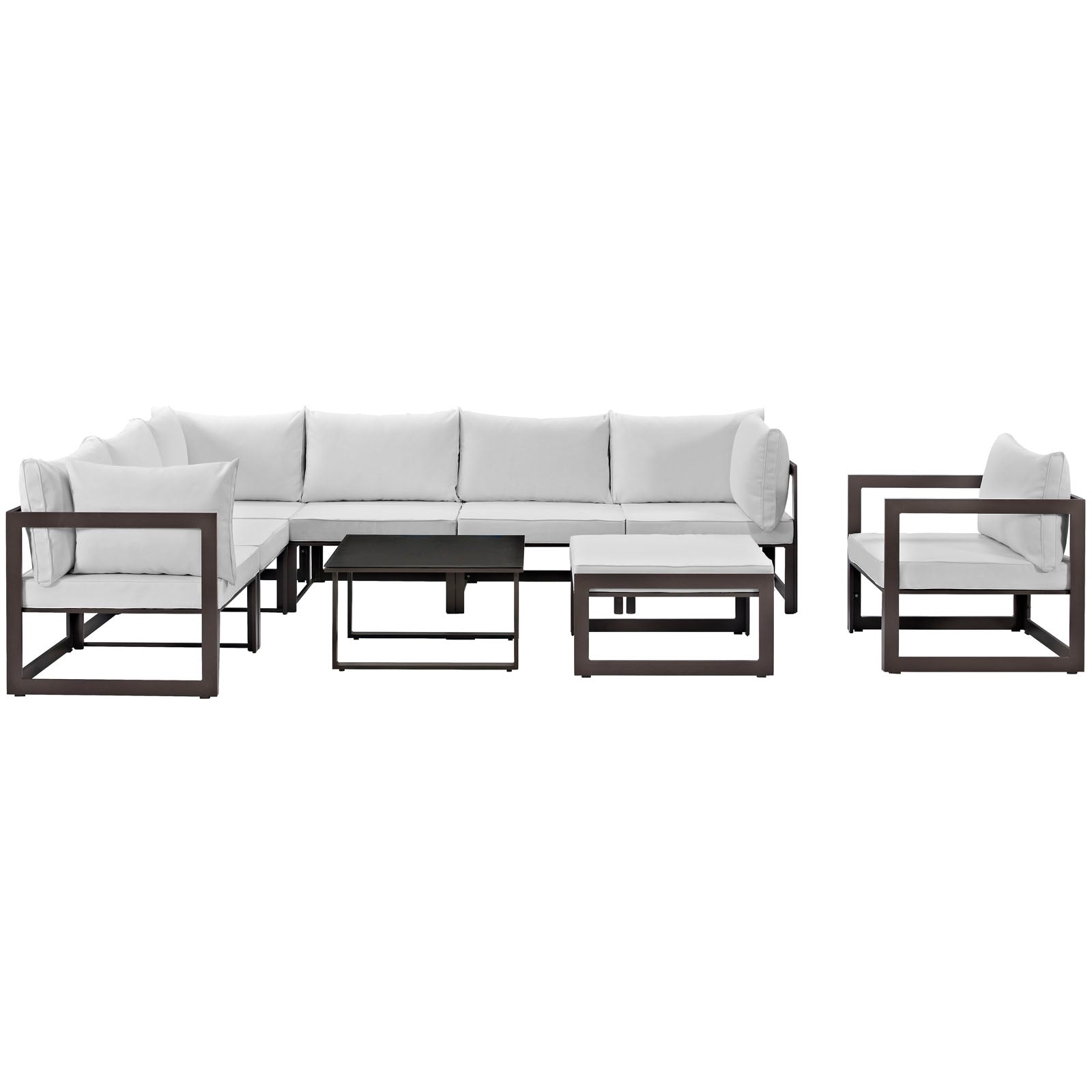 Modway Fortuna 9 Piece Outdoor Patio Sectional Sofa Set - EEI-1734 | Outdoor Sofas, Loveseats & Sectionals | Modishstore-14
