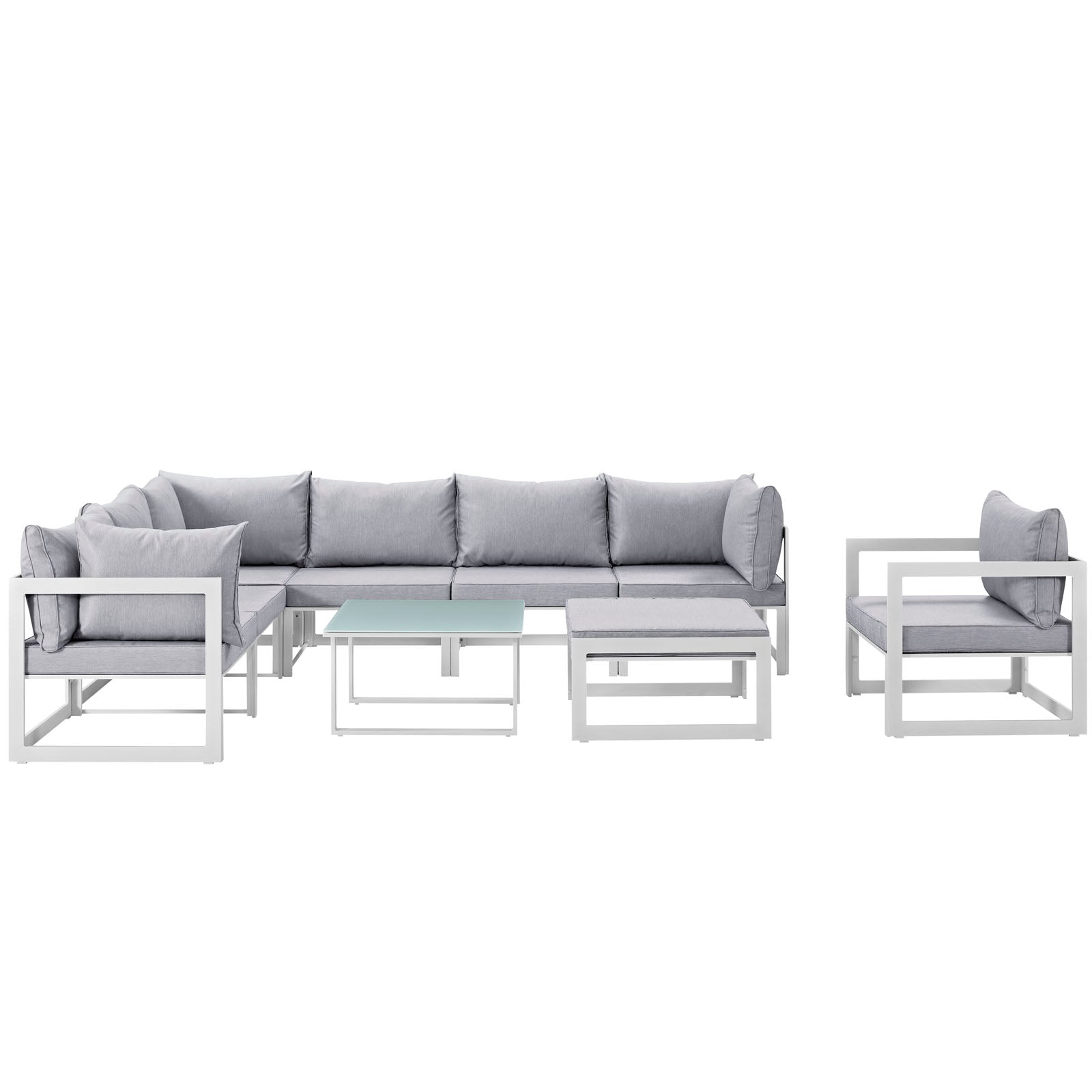 Modway Fortuna 9 Piece Outdoor Patio Sectional Sofa Set - EEI-1734 | Outdoor Sofas, Loveseats & Sectionals | Modishstore-13