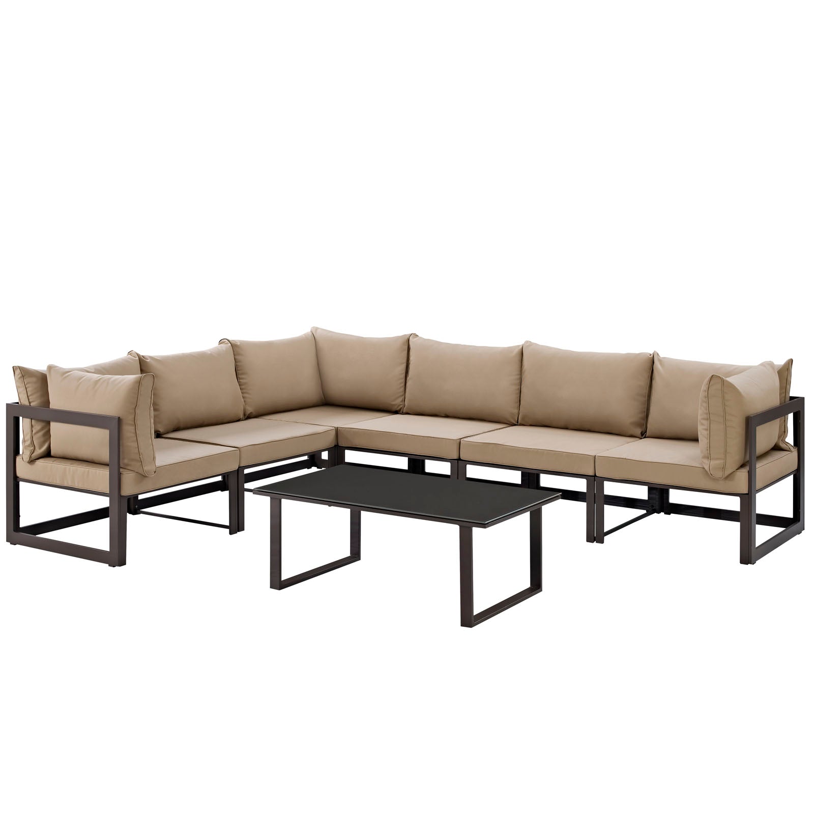 Modway Fortuna 7 Piece Outdoor Patio Sectional Sofa Set - EEI-1737 | Outdoor Sofas, Loveseats & Sectionals | Modishstore-24