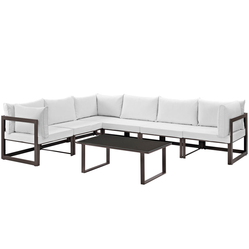 Modway Fortuna 7 Piece Outdoor Patio Sectional Sofa Set - EEI-1737 - EEI-1737 | Outdoor Sofas, Loveseats & Sectionals | Modishstore - 2