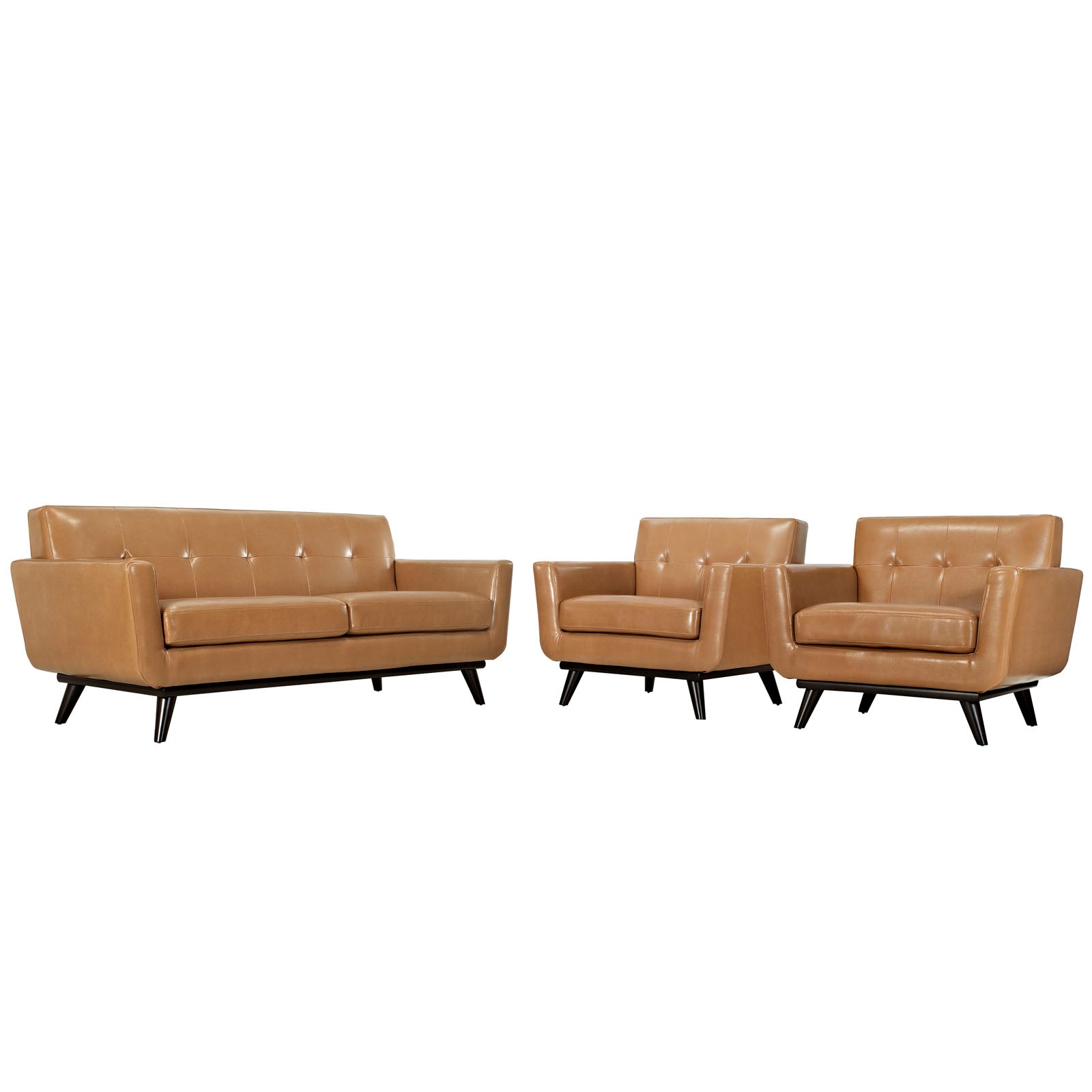 Engage 3 Piece Leather Living Room Set By Modway - EEI-1762 | Sofa Set | Modishstore - 2