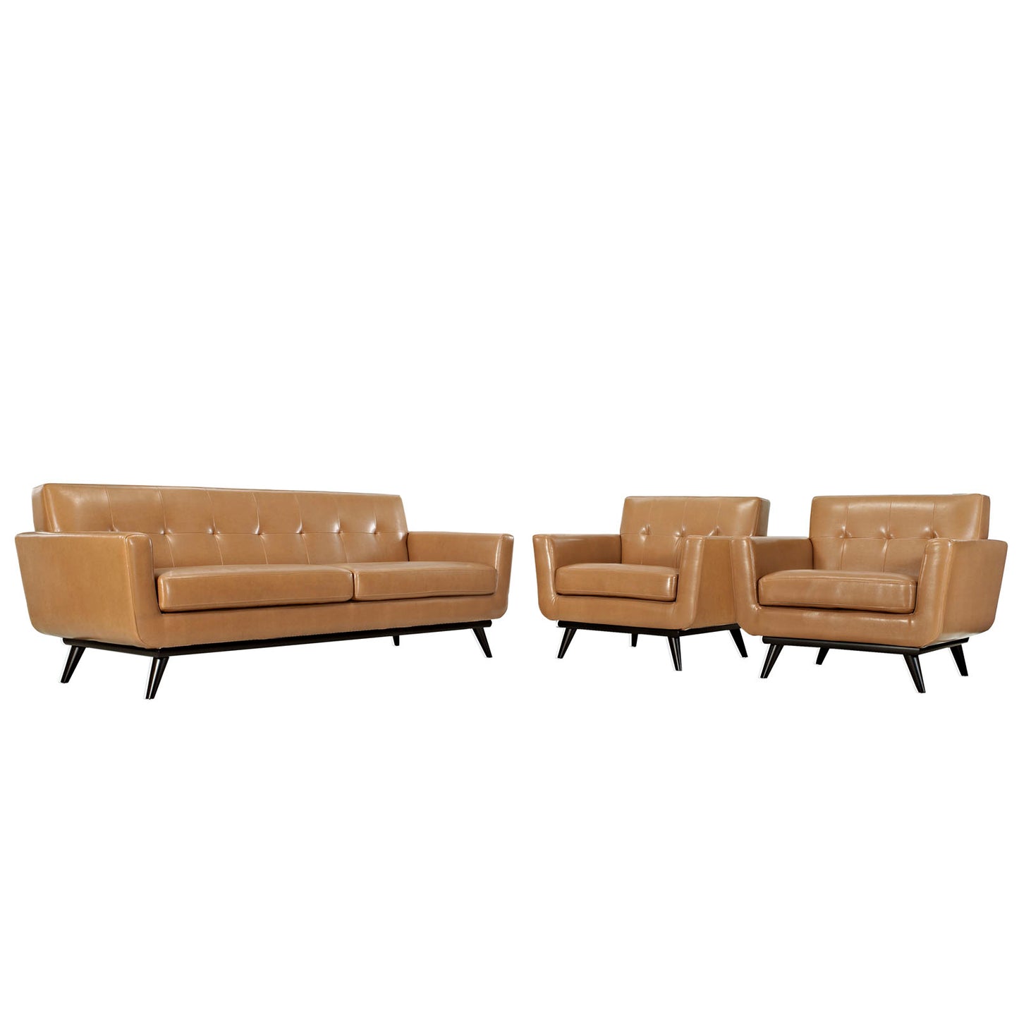 Modway Engage 3 Piece Leather Living Room Set - EEI-1763 | Sofas | Modishstore
