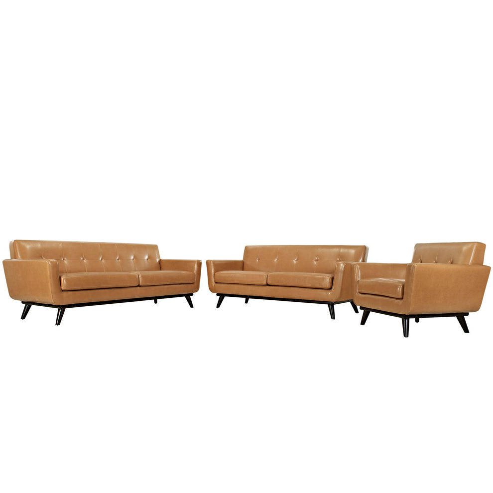 Engage 3 Piece Leather Living Room Set By Modway - EEI-1764 | Sofa Set | Modishstore - 2
