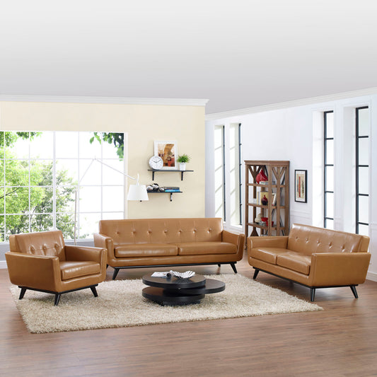 Engage 3 Piece Leather Living Room Set By Modway - EEI-1764 | Sofa Set | Modishstore