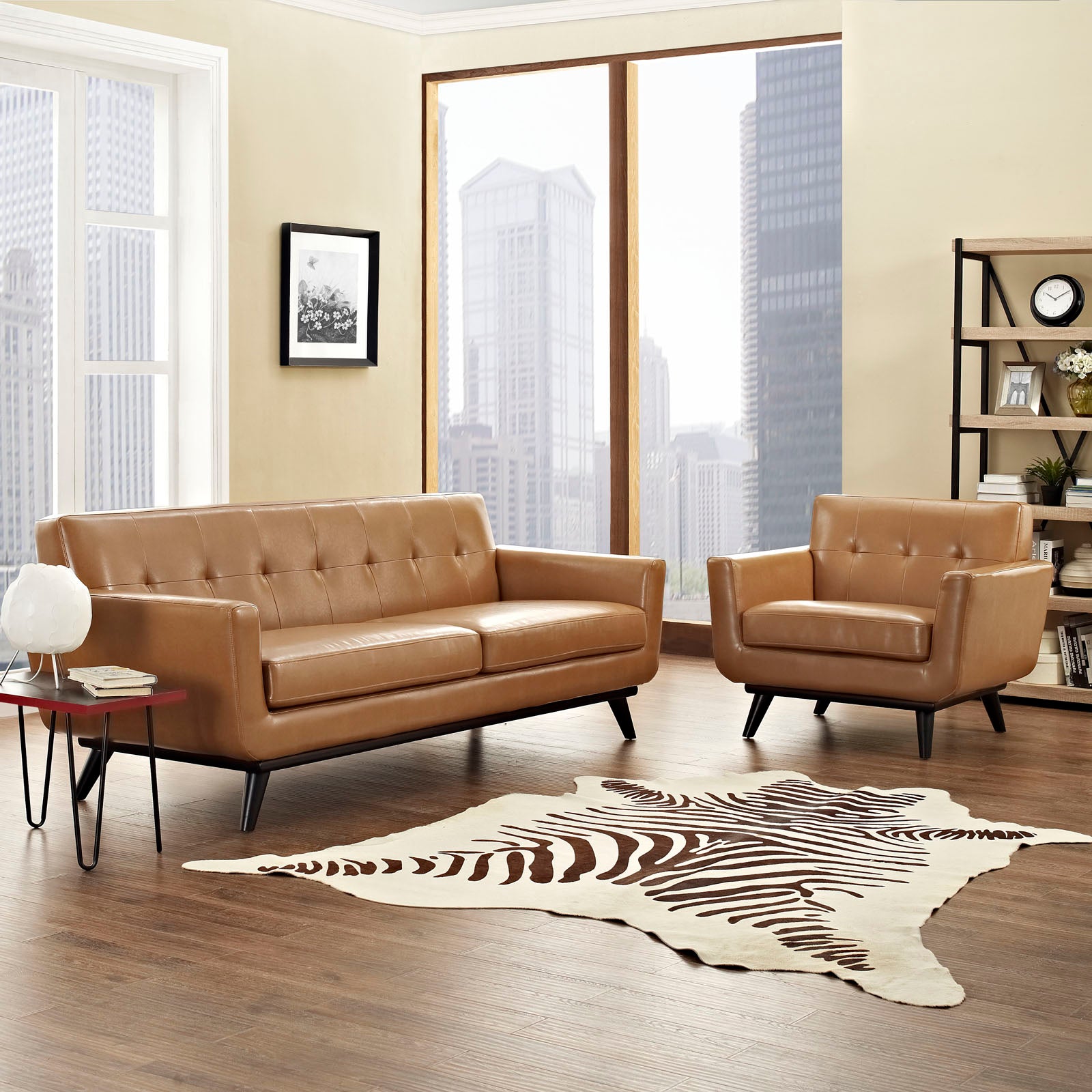 Modway Engage 2 Piece Leather Living Room Set - Thumbnail 4