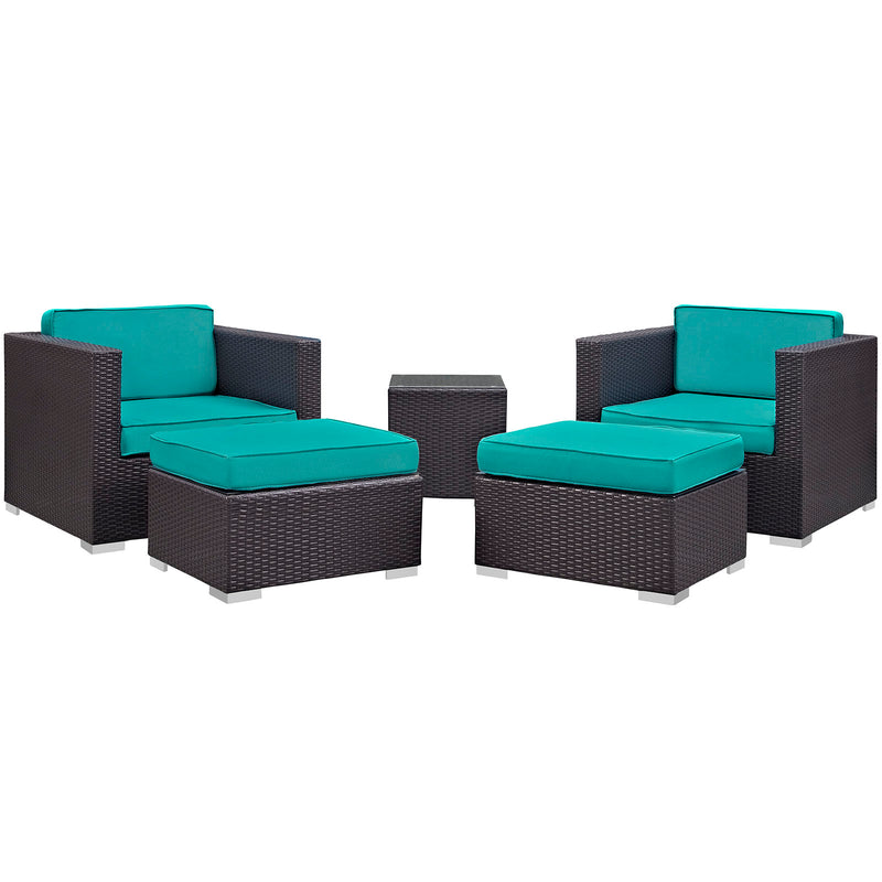 Modway Convene 5 Piece Outdoor Patio Sectional Set - EEI-1809 - EEI-1809 | Outdoor Sofas, Loveseats & Sectionals | Modishstore - 2