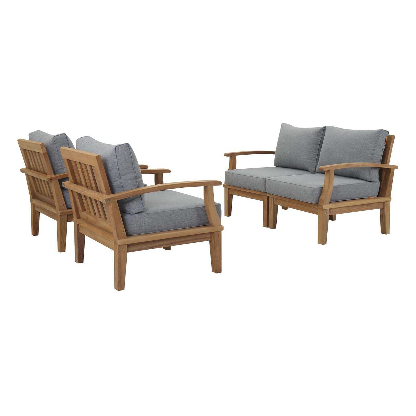 Modway EEI-1818 Marina 4 Piece Outdoor Patio Teak Sofa Set | Outdoor Sofas, Loveseats & Sectionals | Modishstore-9