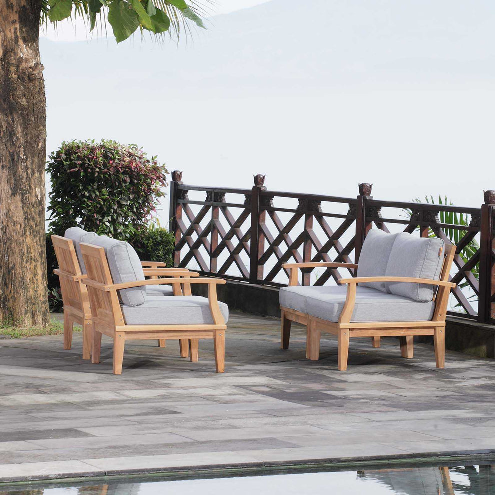 Modway EEI-1818 Marina 4 Piece Outdoor Patio Teak Sofa Set - EEI-1818 | Outdoor Sofas, Loveseats & Sectionals | Modishstore - 8