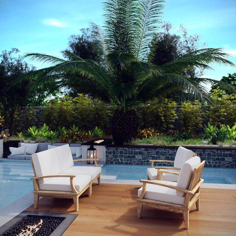 Modway EEI-1818 Marina 4 Piece Outdoor Patio Teak Sofa Set - EEI-1818 | Outdoor Sofas, Loveseats & Sectionals | Modishstore - 1