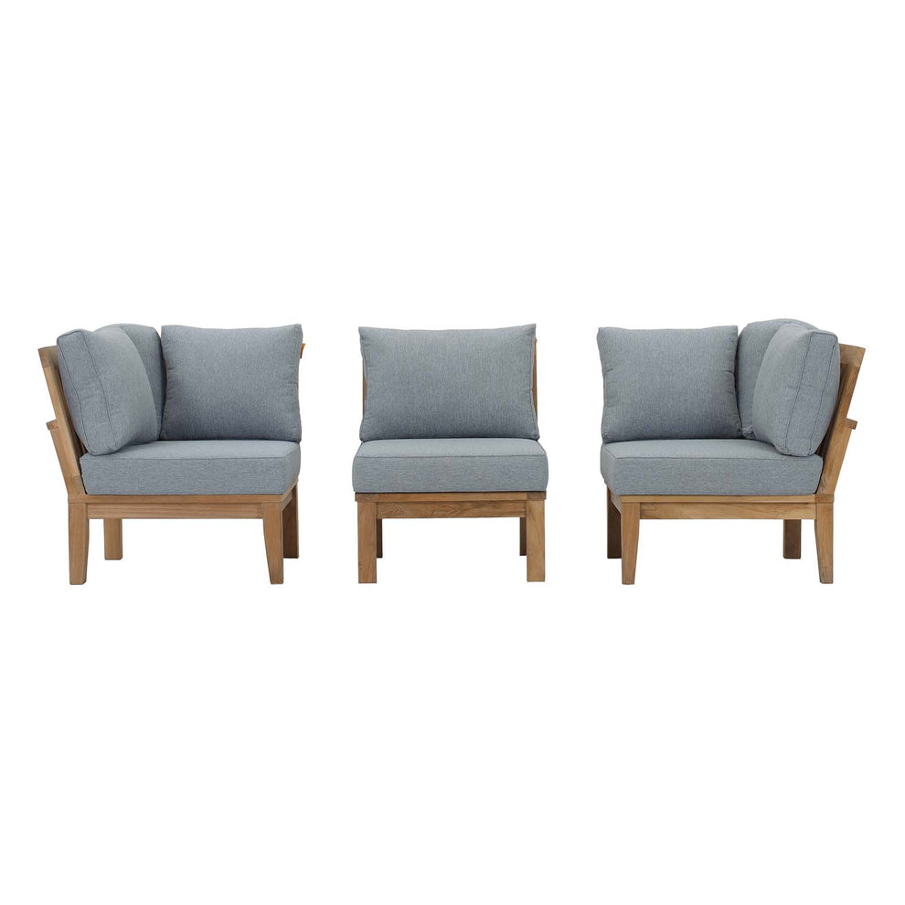 Modway EEI-1820 Marina 3 Piece Outdoor Patio Teak Sofa Set - Natural White - EEI-1820 | Outdoor Sofas, Loveseats & Sectionals | Modishstore - 7