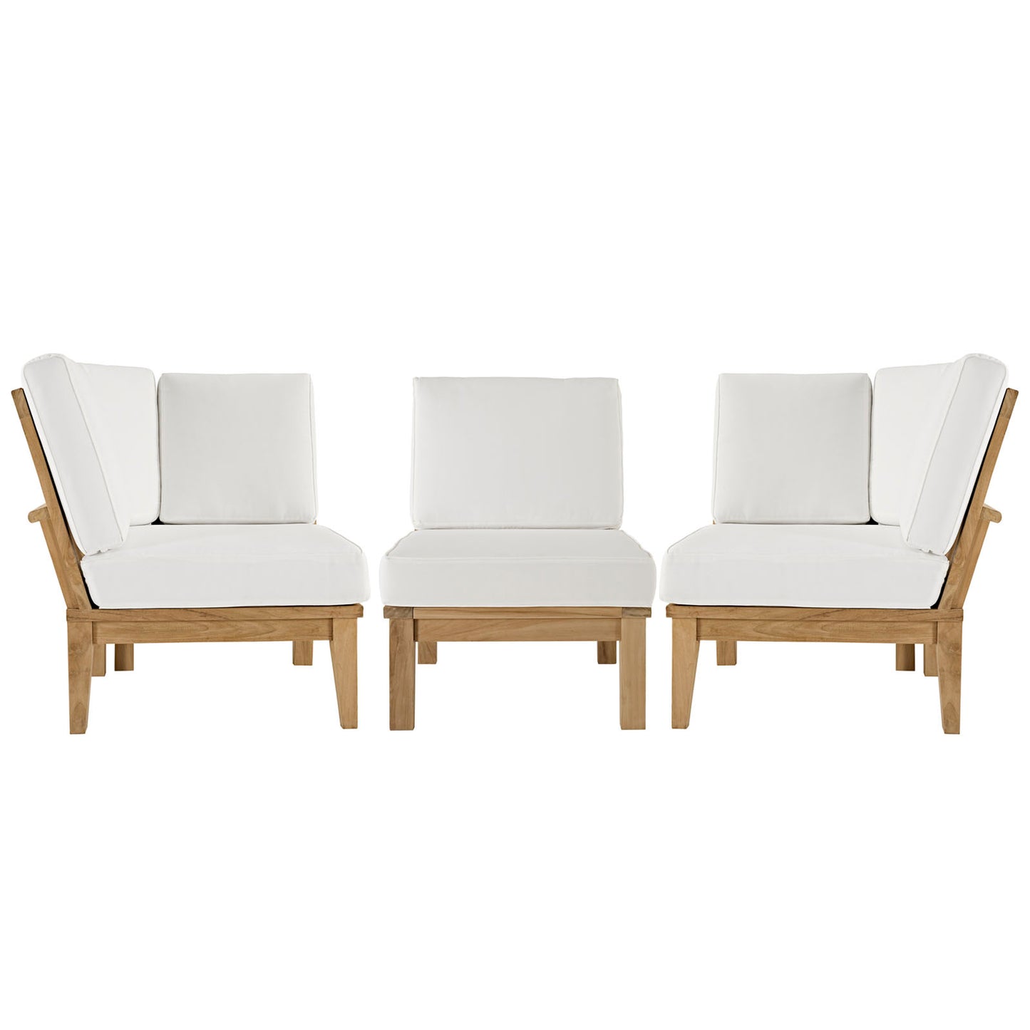 Modway EEI-1820 Marina 3 Piece Outdoor Patio Teak Sofa Set - Natural White | Outdoor Sofas, Loveseats & Sectionals | Modishstore-12