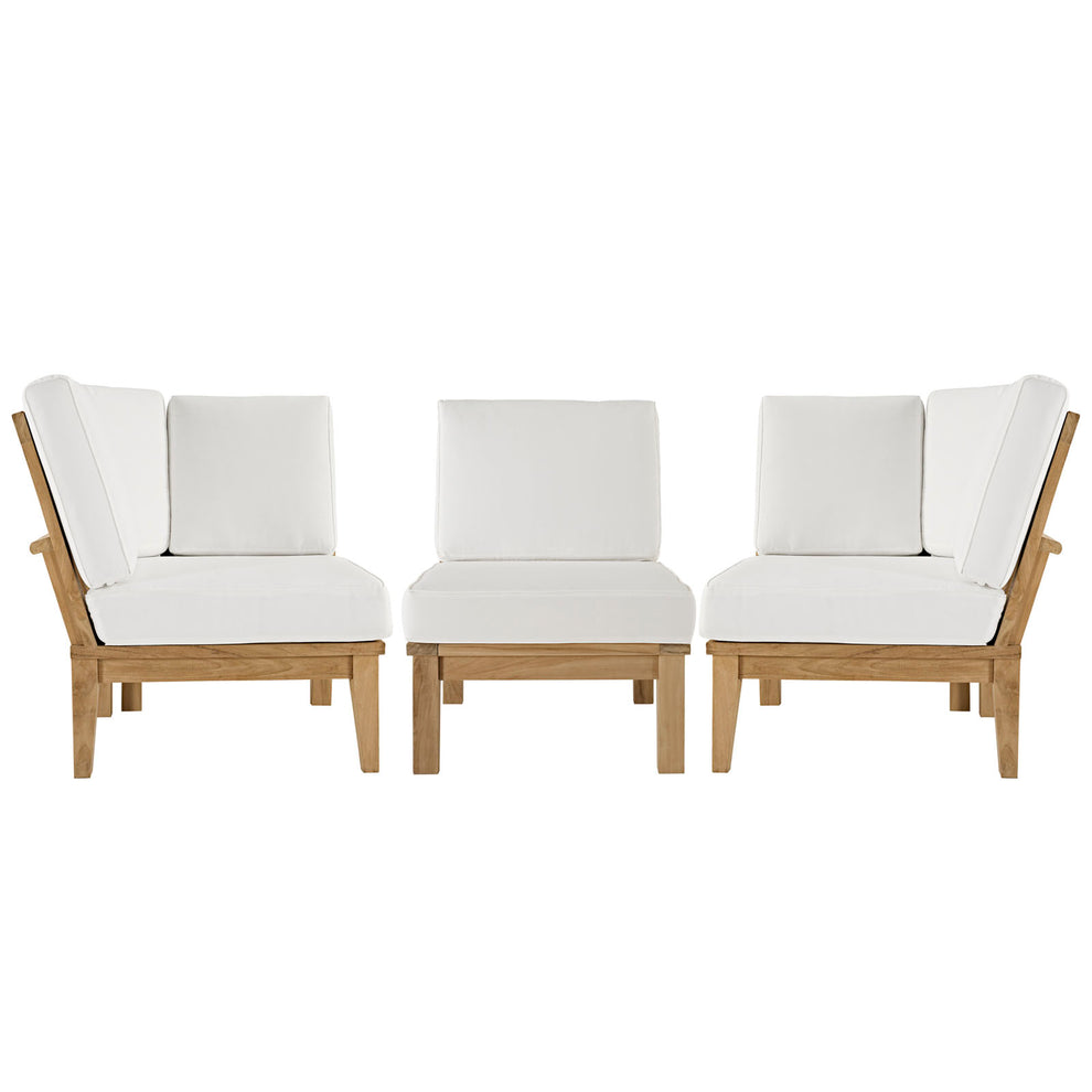 Modway EEI-1820 Marina 3 Piece Outdoor Patio Teak Sofa Set - Natural White - EEI-1820 | Outdoor Sofas, Loveseats & Sectionals | Modishstore - 4