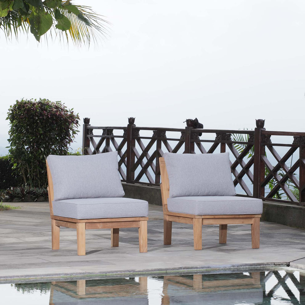 Modway EEI-1821 Marina 2 Piece Outdoor Patio Teak Sofa Set - Natural White - EEI-1821 | Outdoor Sofas, Loveseats & Sectionals | Modishstore - 1