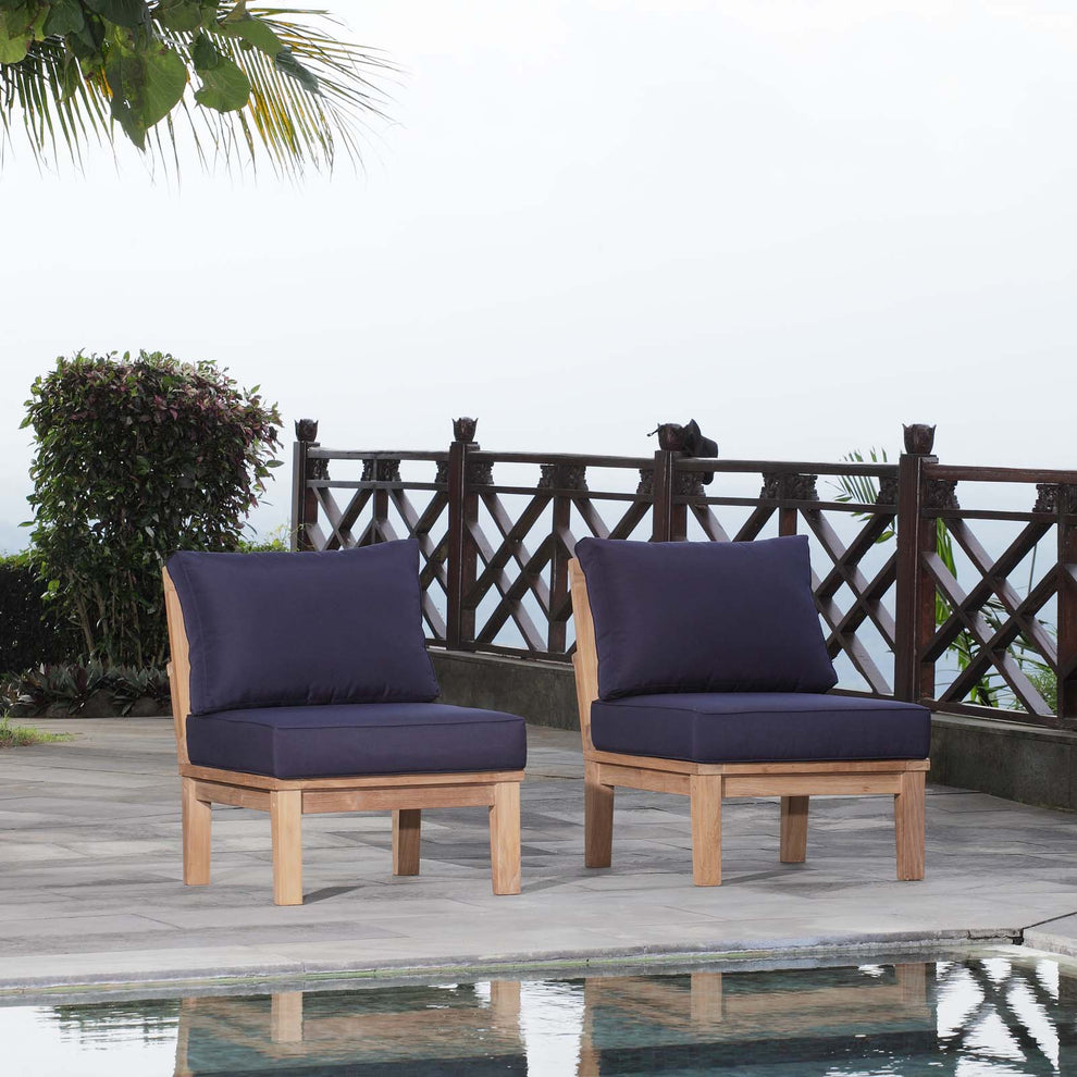 Modway EEI-1821 Marina 2 Piece Outdoor Patio Teak Sofa Set - Natural White - EEI-1821 | Outdoor Sofas, Loveseats & Sectionals | Modishstore - 4