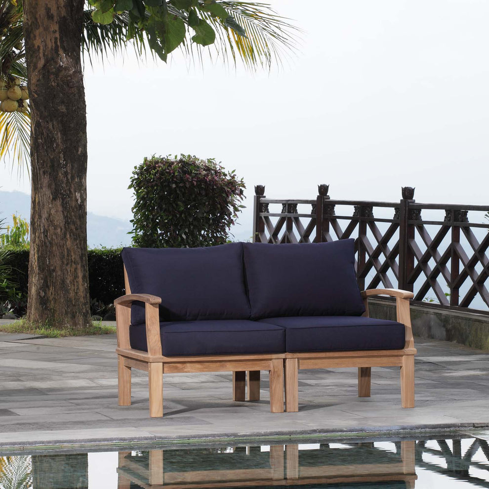 Modway EEI-1822 Marina 2 Piece Outdoor Patio Teak Sofa Set - Natural White - EEI-1822 | Outdoor Sofas, Loveseats & Sectionals | Modishstore - 7
