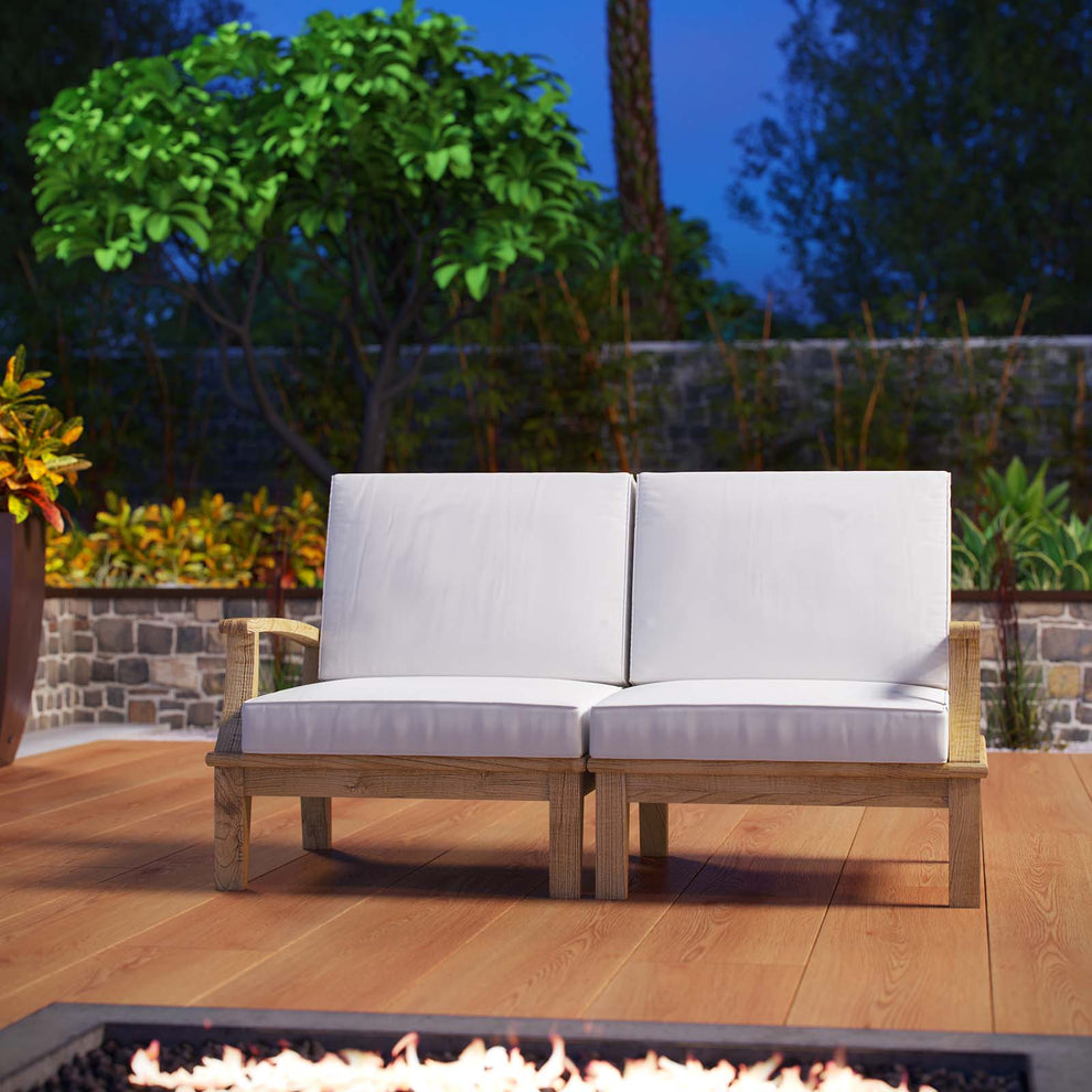Modway EEI-1822 Marina 2 Piece Outdoor Patio Teak Sofa Set - Natural White - EEI-1822 | Outdoor Sofas, Loveseats & Sectionals | Modishstore - 13