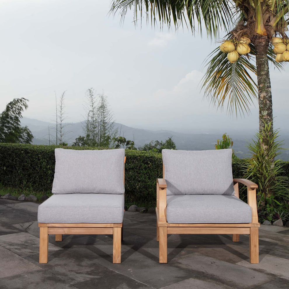 Modway EEI-1823 Marina 2 Piece Outdoor Patio Teak Sofa Set - Natural White - EEI-1823 | Outdoor Sofas, Loveseats & Sectionals | Modishstore - 1