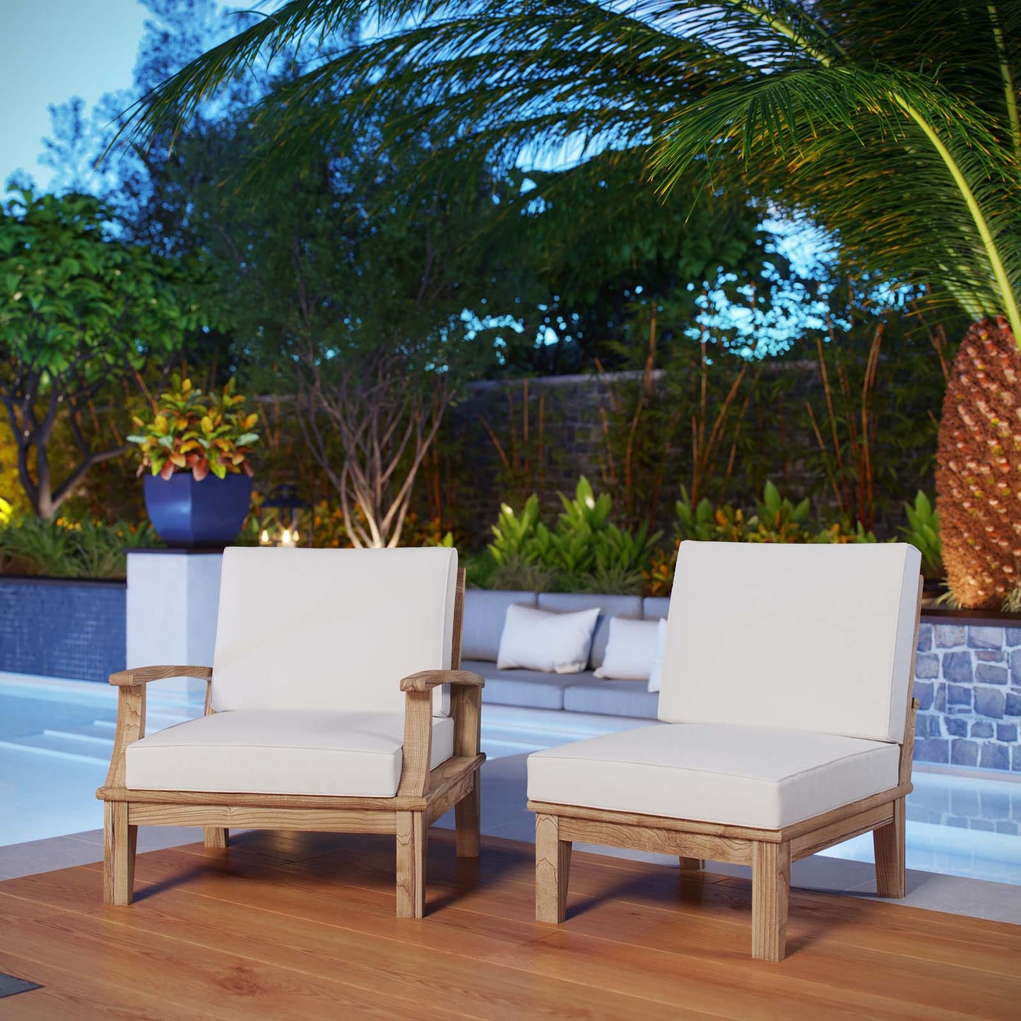 Modway EEI-1823 Marina 2 Piece Outdoor Patio Teak Sofa Set - Natural White | Outdoor Sofas, Loveseats & Sectionals | Modishstore-13