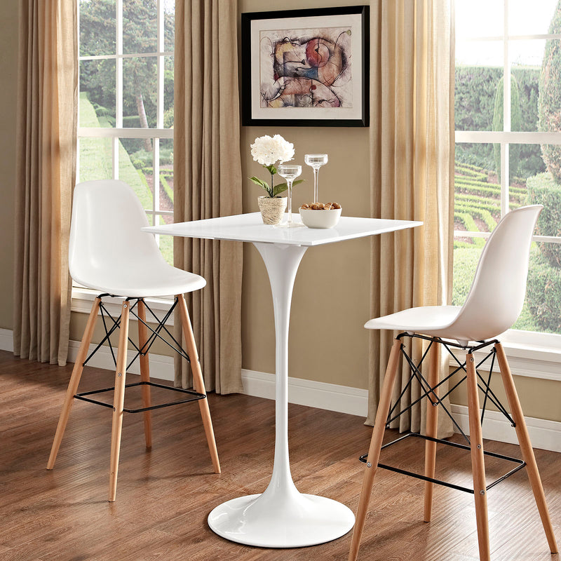 modway Lippa 28" Square Wood Top Bar Table White - EEI-1826 | Bar Tables | Modishstore - 1