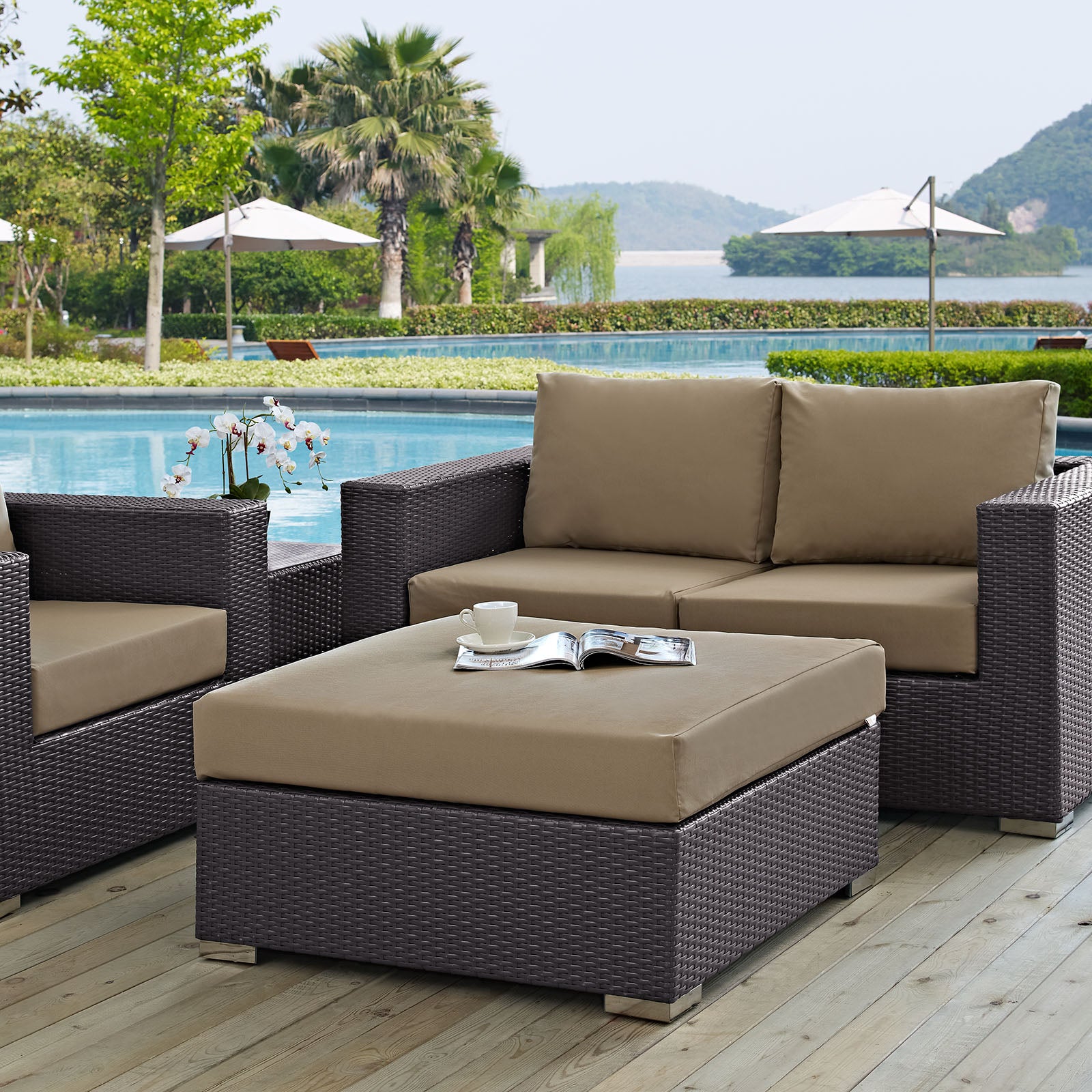 Convene Outdoor Patio Large Square Ottoman By Modway - EEI-1845 | Outdoor Ottomans | Modishstore