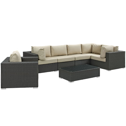 Modway Sojourn 7 Piece Outdoor Patio Sunbrella Sectional Set - EEI-1878 - EEI-1878 | Outdoor Sofas, Loveseats & Sectionals | Modishstore - 5