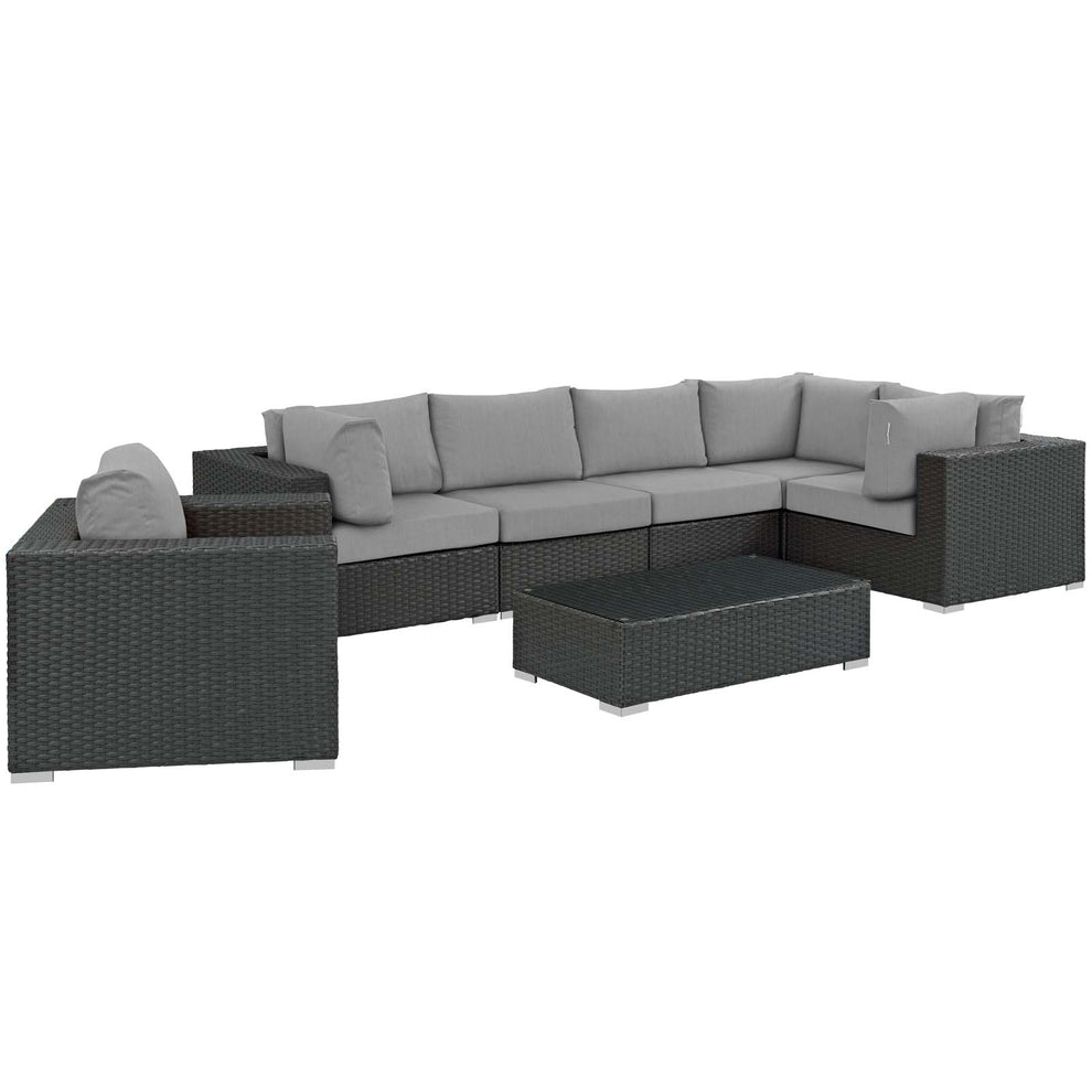 Modway Sojourn 7 Piece Outdoor Patio Sunbrella Sectional Set - EEI-1878 - EEI-1878 | Outdoor Sofas, Loveseats & Sectionals | Modishstore - 6