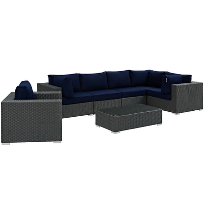 Modway Sojourn 7 Piece Outdoor Patio Sunbrella Sectional Set - EEI-1878 - EEI-1878 | Outdoor Sofas, Loveseats & Sectionals | Modishstore - 4