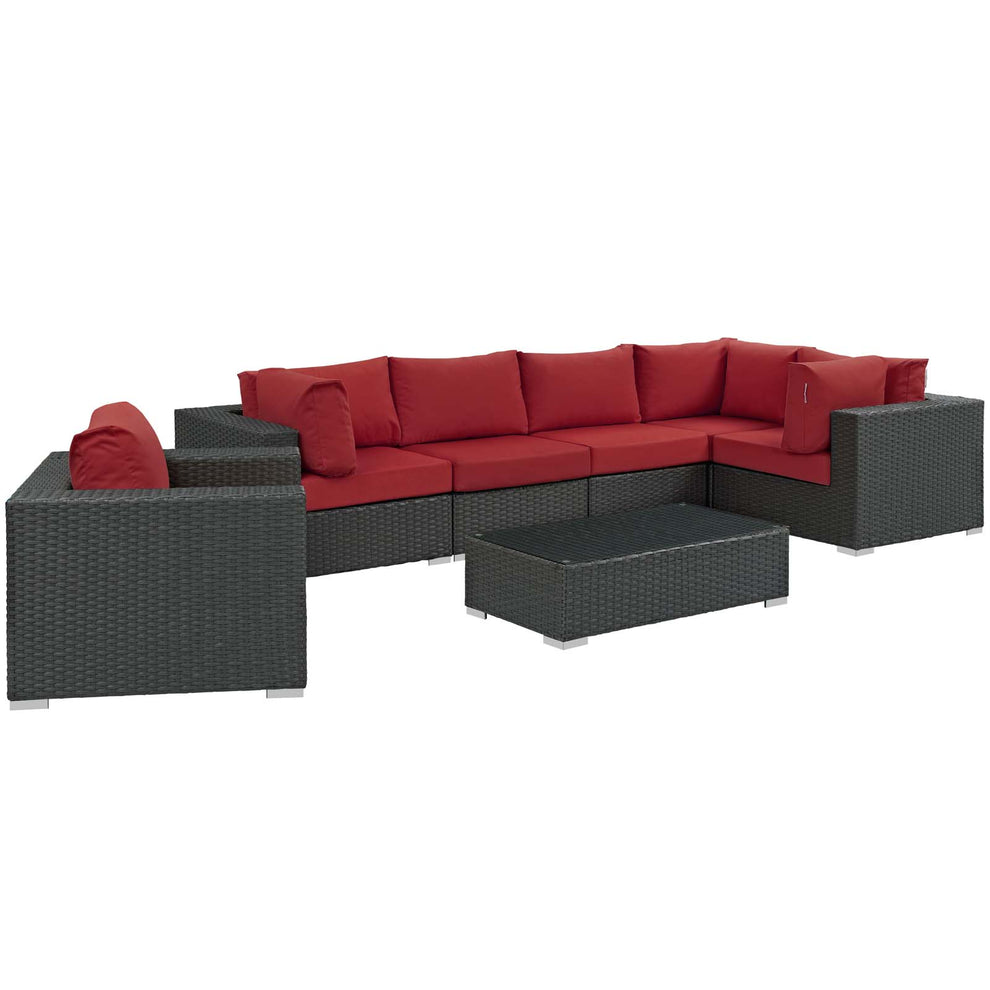 Modway Sojourn 7 Piece Outdoor Patio Sunbrella Sectional Set - EEI-1878 - EEI-1878 | Outdoor Sofas, Loveseats & Sectionals | Modishstore - 7