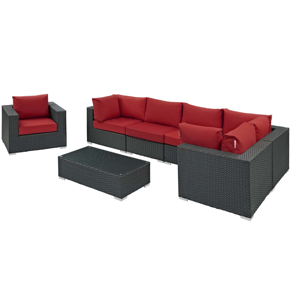 Modway Sojourn 7 Piece Outdoor Patio Sunbrella Sectional Set - EEI-1878 - EEI-1878 | Outdoor Sofas, Loveseats & Sectionals | Modishstore - 1