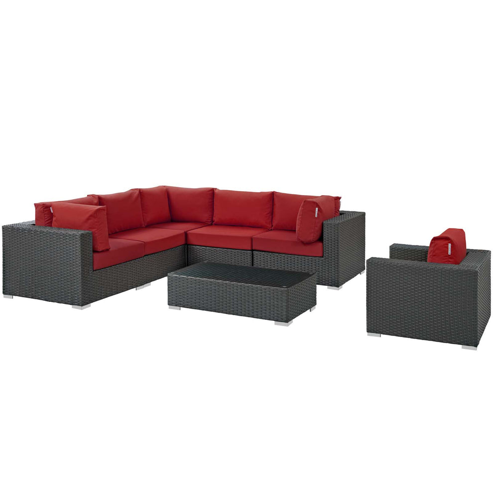 Modway Sojourn 7 Piece Outdoor Patio Sunbrella Sectional Set - EEI-1878 - EEI-1878 | Outdoor Sofas, Loveseats & Sectionals | Modishstore - 2
