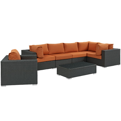 Modway Sojourn 7 Piece Outdoor Patio Sunbrella Sectional Set - EEI-1878 - EEI-1878 | Outdoor Sofas, Loveseats & Sectionals | Modishstore - 3