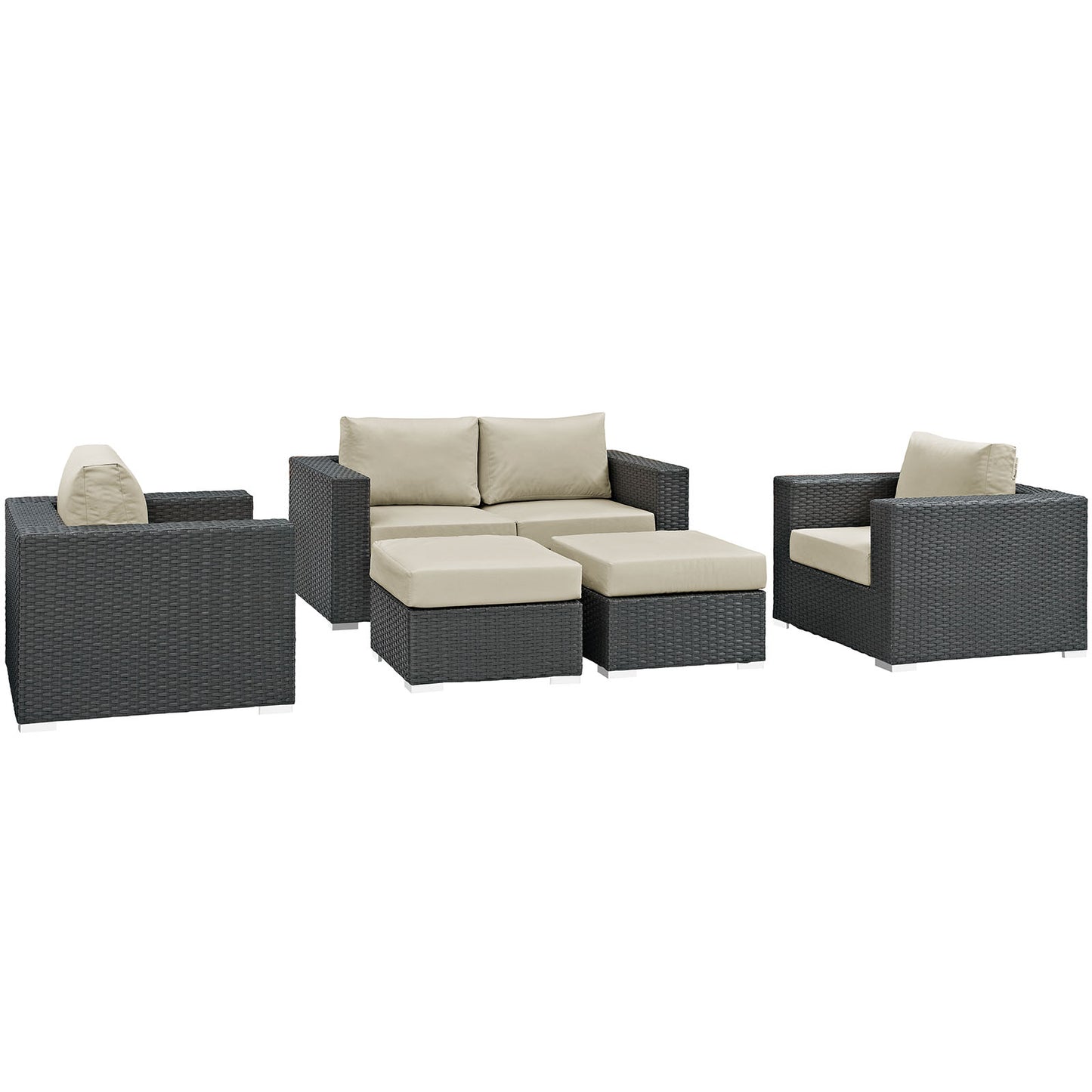 Modway Sojourn 5 Piece Outdoor Patio Sunbrella Sectional Set - EEI-1879 - EEI-1879 | Outdoor Sofas, Loveseats & Sectionals | Modishstore - 3