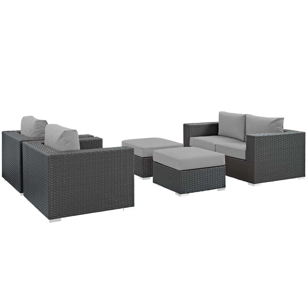 Modway Sojourn 5 Piece Outdoor Patio Sunbrella Sectional Set - EEI-1879 - EEI-1879 | Outdoor Sofas, Loveseats & Sectionals | Modishstore - 4
