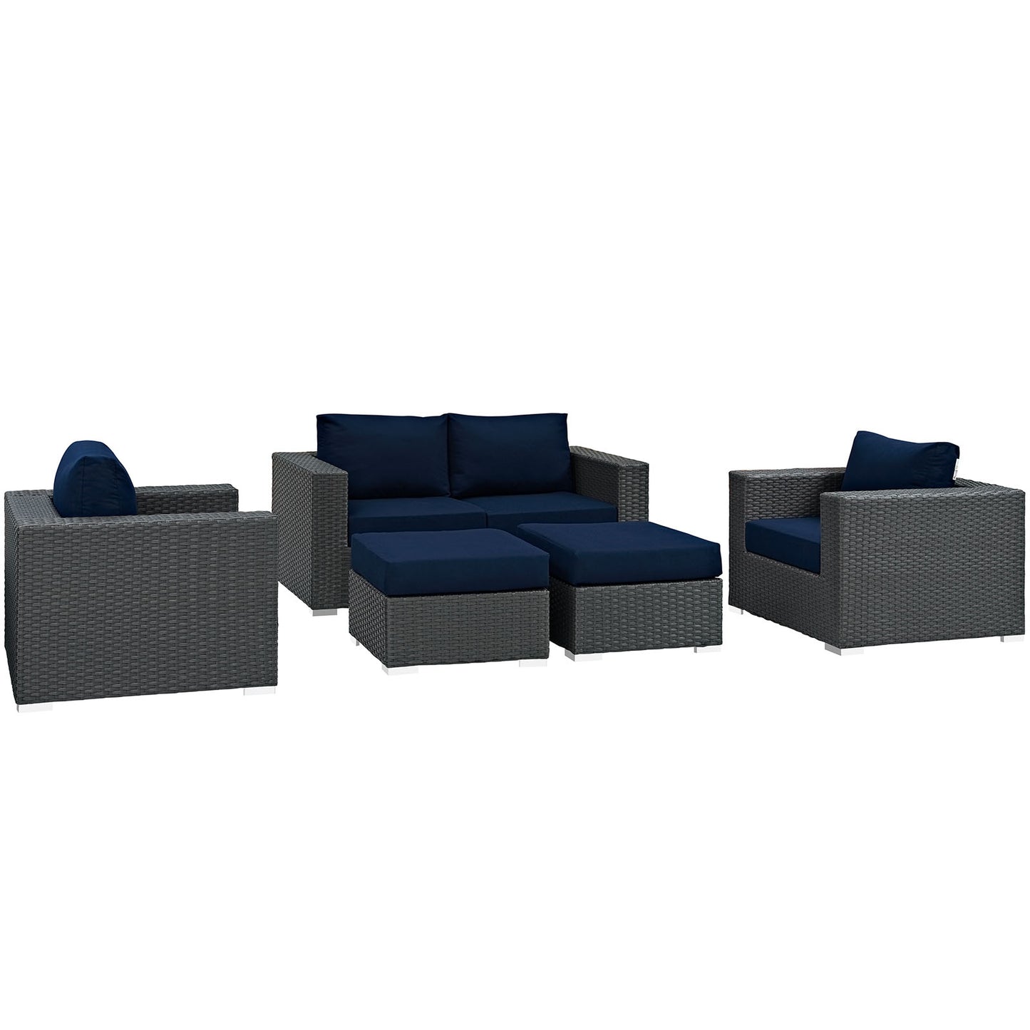Modway Sojourn 5 Piece Outdoor Patio Sunbrella Sectional Set - EEI-1879 - EEI-1879 | Outdoor Sofas, Loveseats & Sectionals | Modishstore - 2