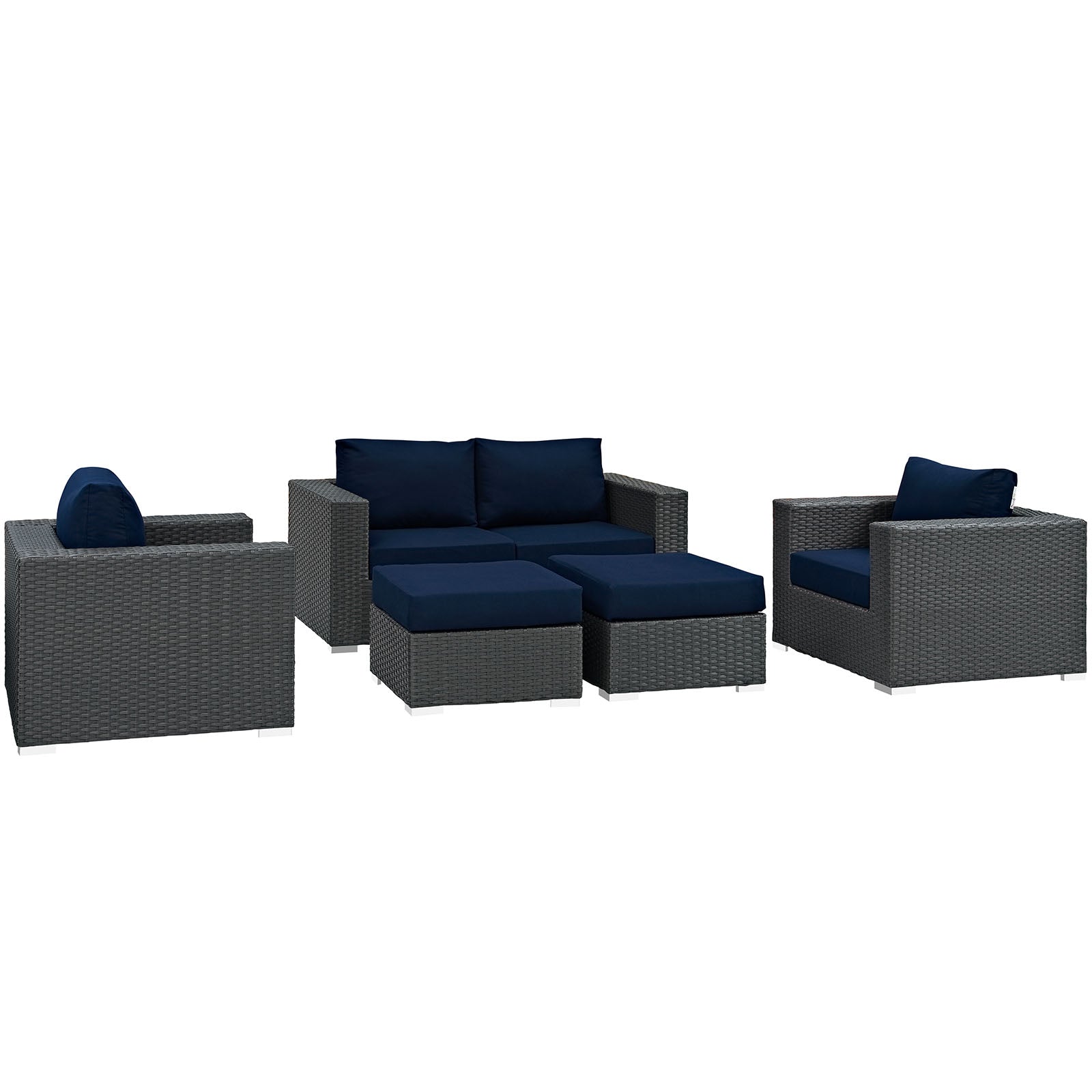 Modway Sojourn 5 Piece Outdoor Patio Sunbrella Sectional Set - EEI-1879 - EEI-1879 | Outdoor Sofas, Loveseats & Sectionals | Modishstore - 2