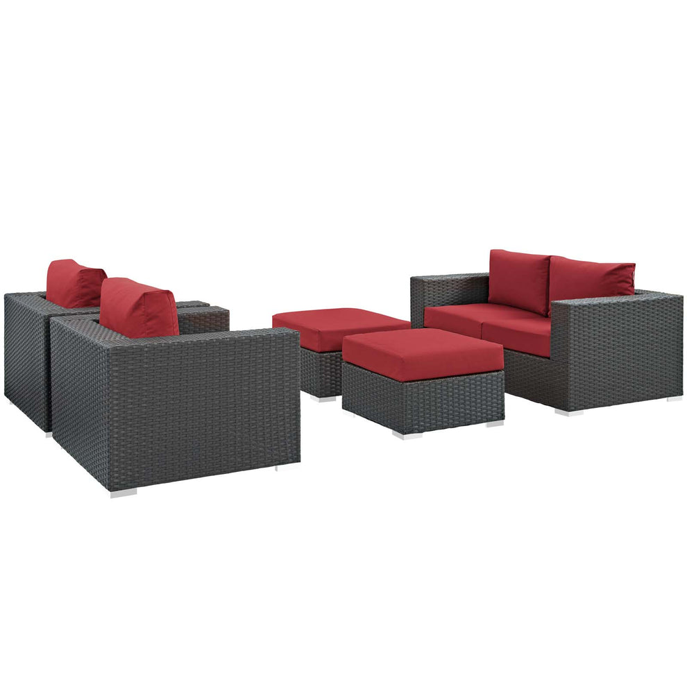 Modway Sojourn 5 Piece Outdoor Patio Sunbrella Sectional Set - EEI-1879 - EEI-1879 | Outdoor Sofas, Loveseats & Sectionals | Modishstore - 5