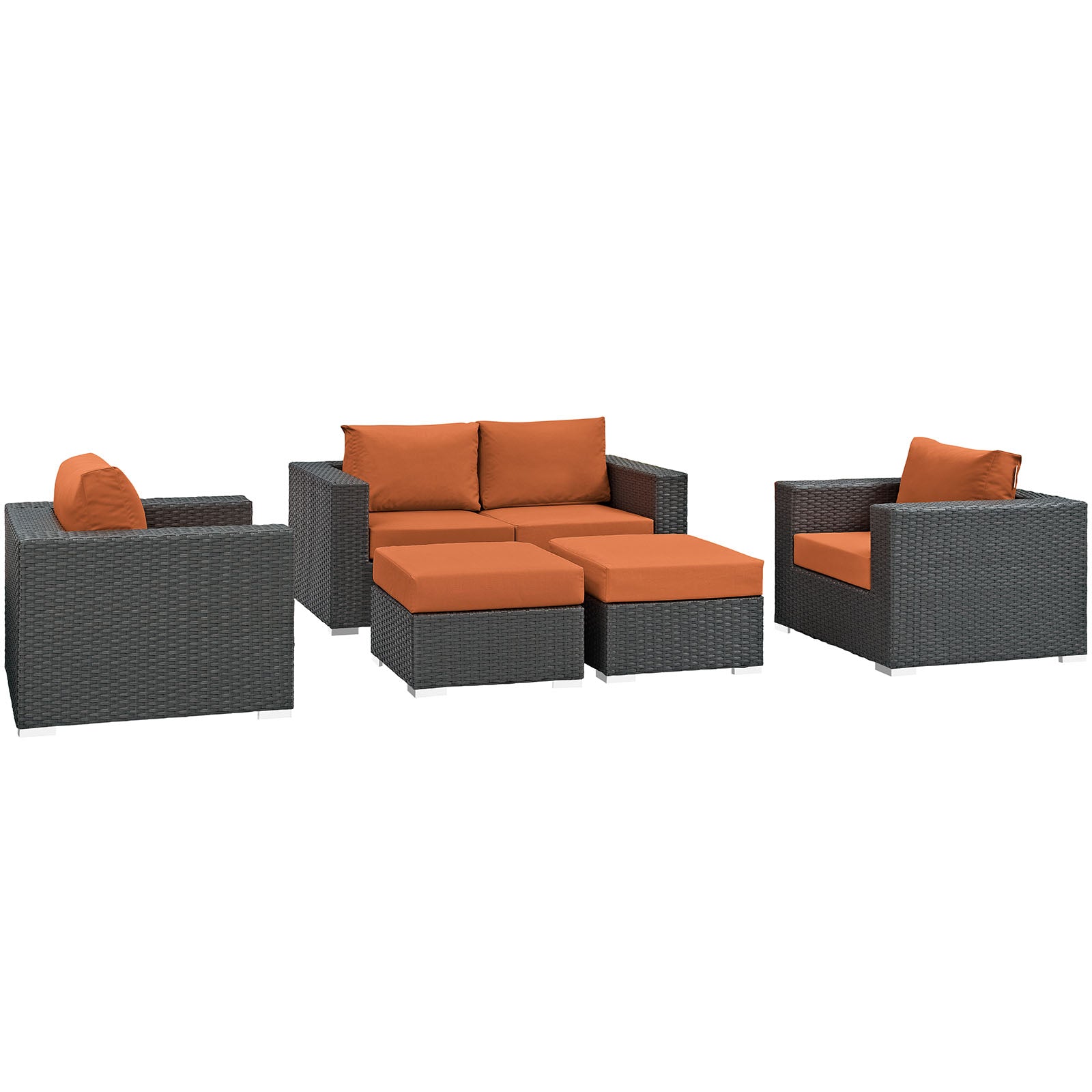 Modway Sojourn 5 Piece Outdoor Patio Sunbrella Sectional Set - EEI-1879 - EEI-1879 | Outdoor Sofas, Loveseats & Sectionals | Modishstore - 1