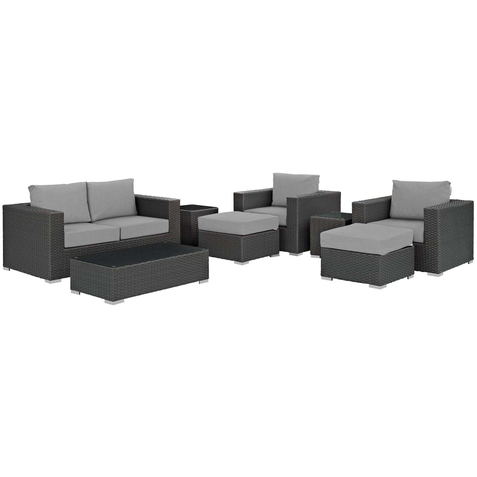 Modway Sojourn 8 Piece Outdoor Patio Sectional Set | Outdoor Sofas, Loveseats & Sectionals | Modishstore-34