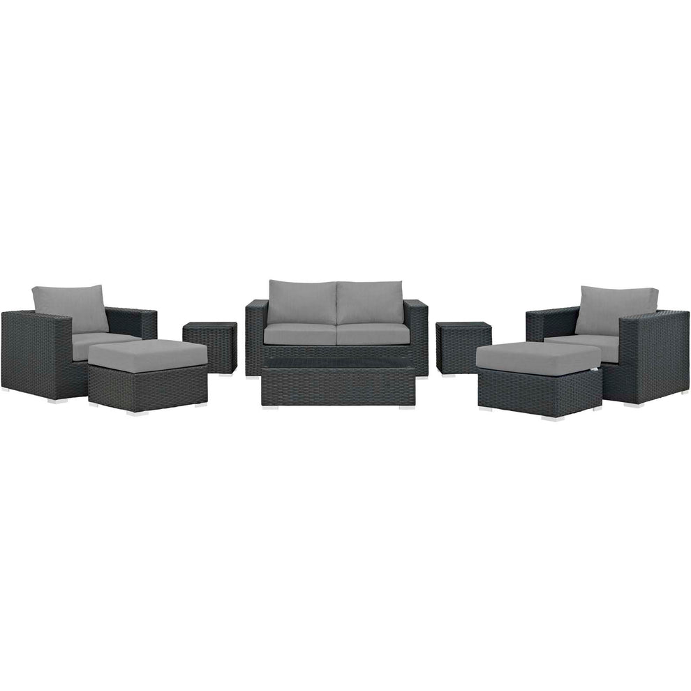 Modway Sojourn 8 Piece Outdoor Patio Sectional Set - EEI-1880 | Outdoor Sofas, Loveseats & Sectionals | Modishstore - 1