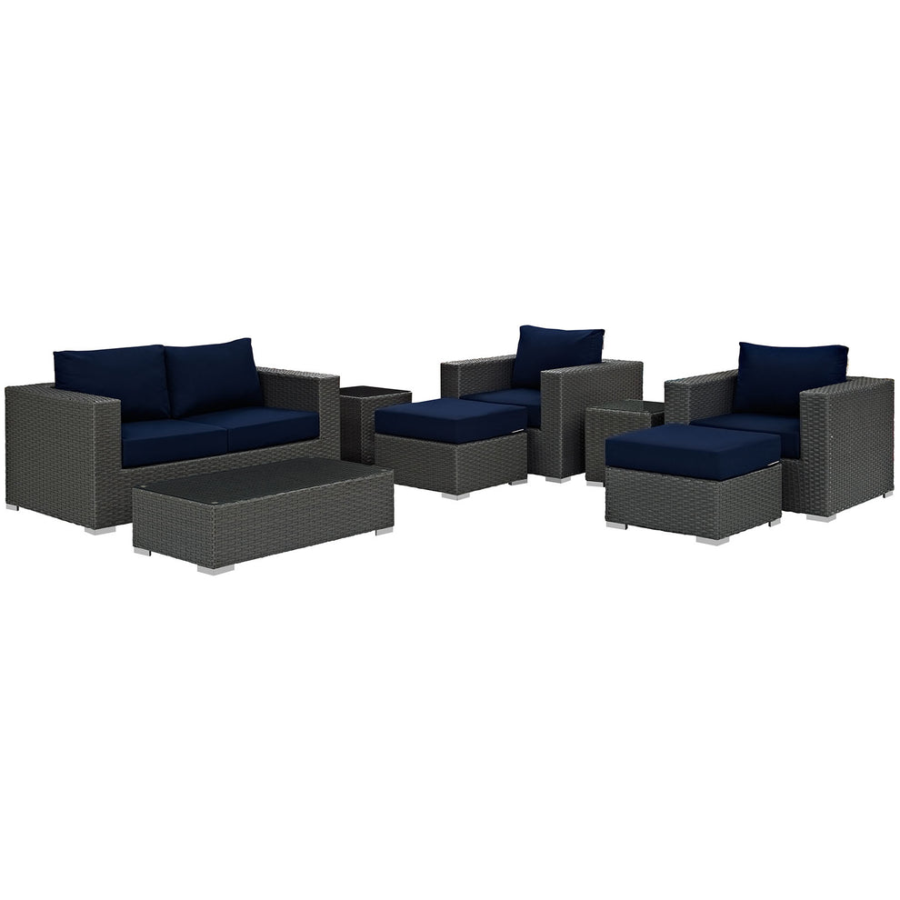 Modway Sojourn 8 Piece Outdoor Patio Sectional Set - EEI-1880 | Outdoor Sofas, Loveseats & Sectionals | Modishstore - 8
