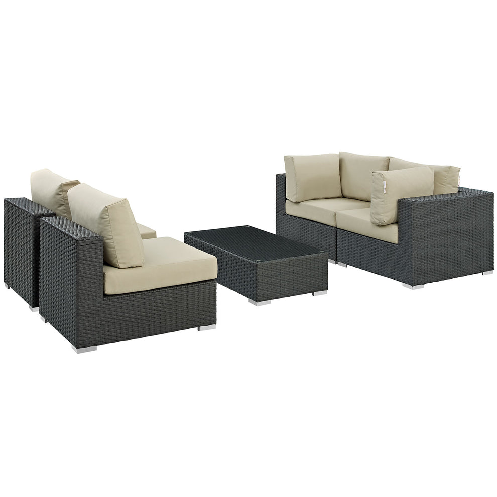 Modway Sojourn 5 Piece Outdoor Patio Sunbrella Sectional Set - EEI-1882 - EEI-1882 | Outdoor Sofas, Loveseats & Sectionals | Modishstore - 8