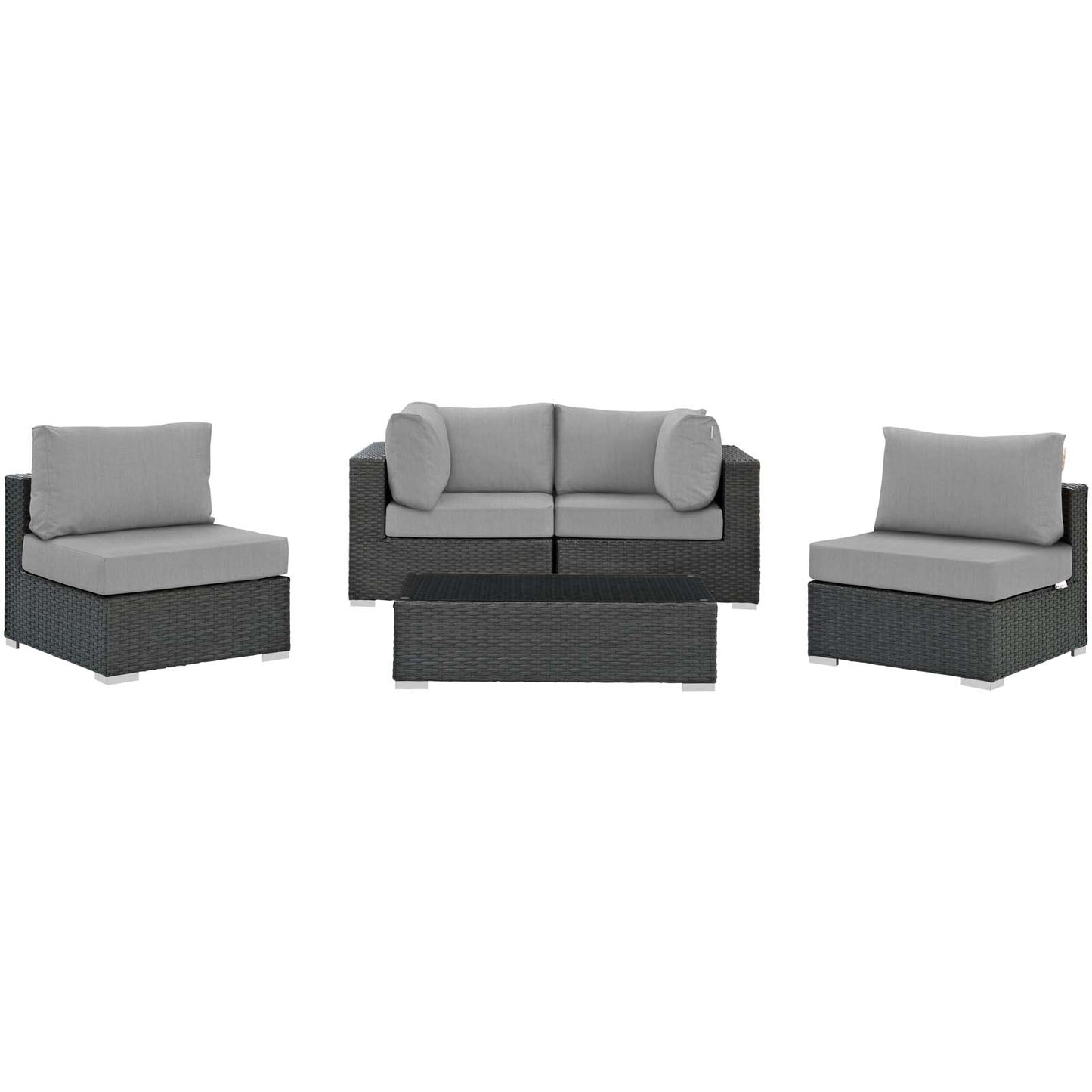 Modway Sojourn 5 Piece Outdoor Patio Sunbrella Sectional Set - EEI-1882 - EEI-1882 | Outdoor Sofas, Loveseats & Sectionals | Modishstore - 9