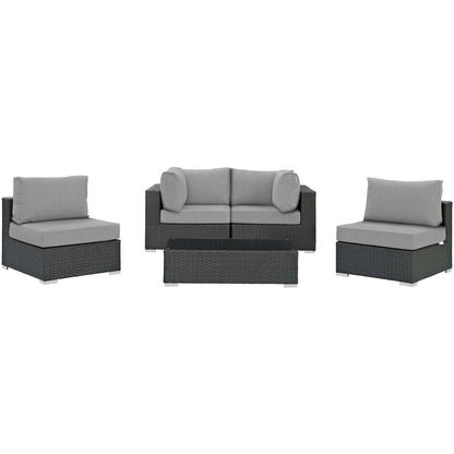 Modway Sojourn 5 Piece Outdoor Patio Sunbrella Sectional Set - EEI-1882 - EEI-1882 | Outdoor Sofas, Loveseats & Sectionals | Modishstore - 9