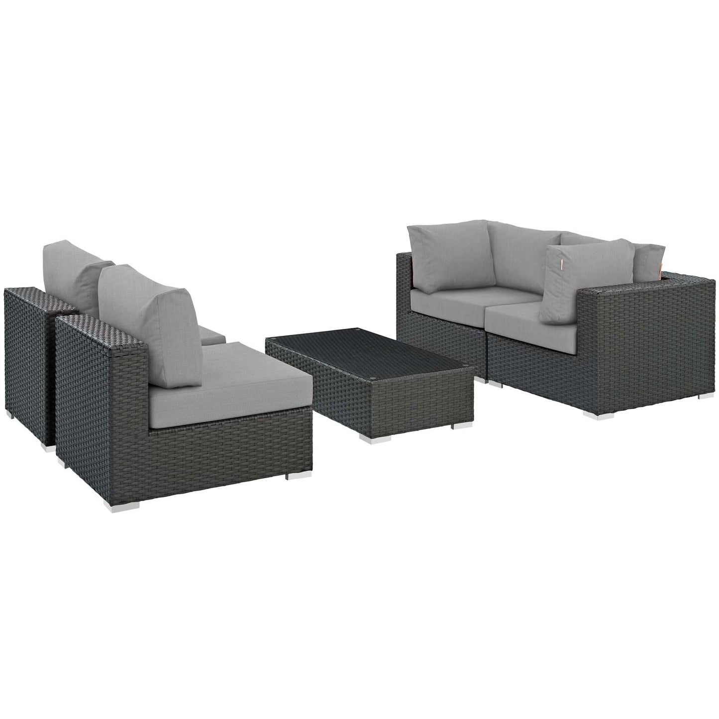 Modway Sojourn 5 Piece Outdoor Patio Sunbrella Sectional Set - EEI-1882 - EEI-1882 | Outdoor Sofas, Loveseats & Sectionals | Modishstore - 1