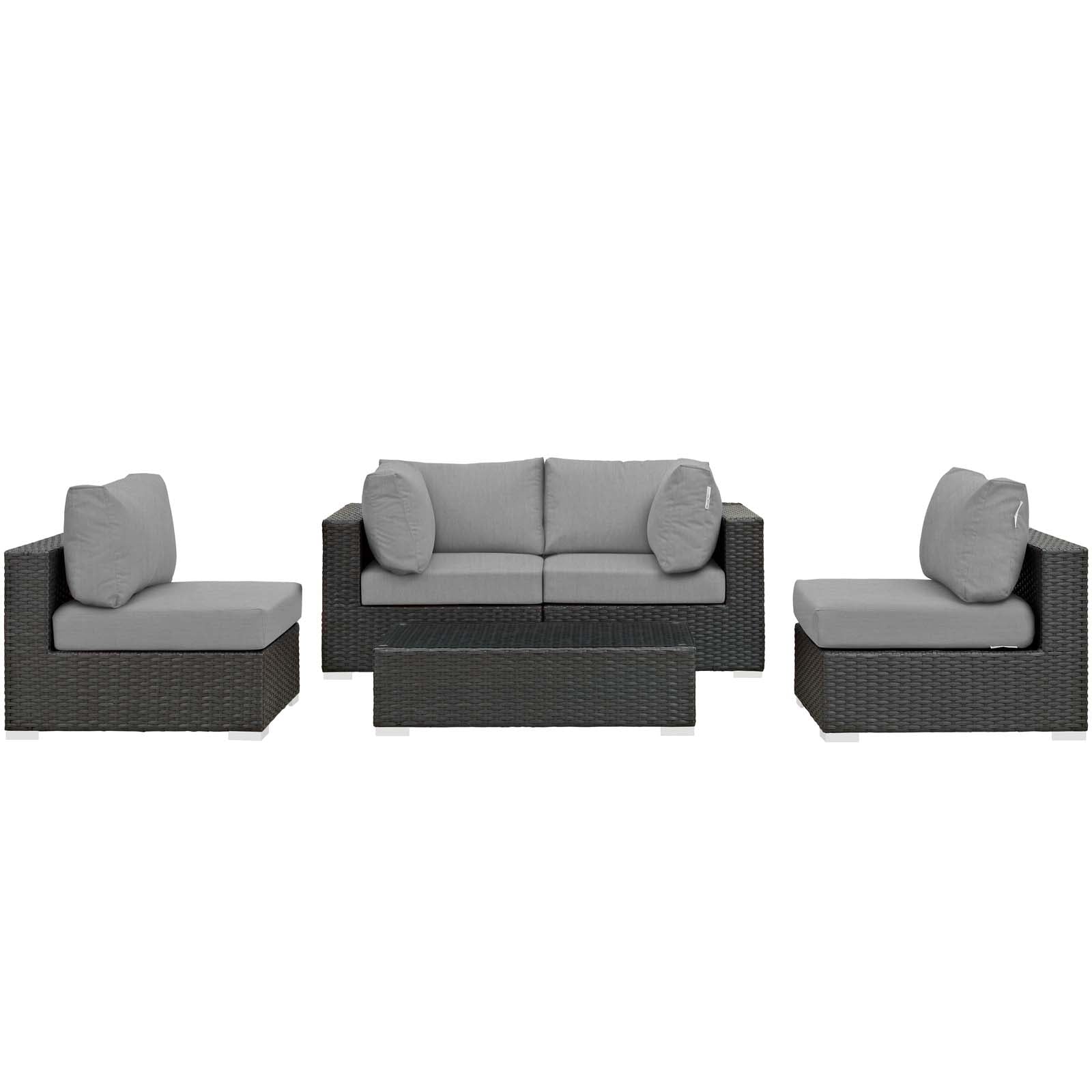 Modway Sojourn 5 Piece Outdoor Patio Sunbrella Sectional Set - EEI-1882 - EEI-1882 | Outdoor Sofas, Loveseats & Sectionals | Modishstore - 2
